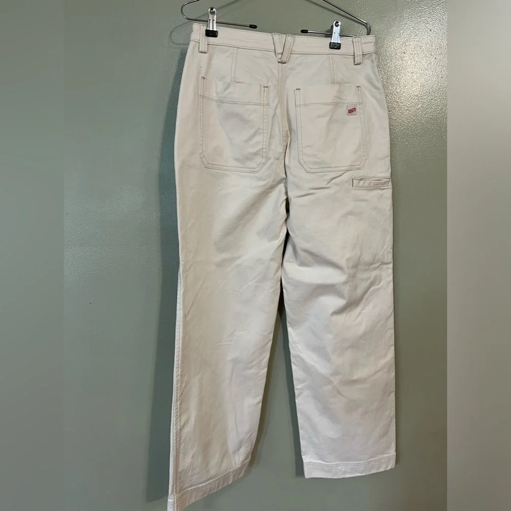 Duluth Trending Co Womens Ivory Wide Leg Baggy Cargo Pants Thick Cotton Sz 8